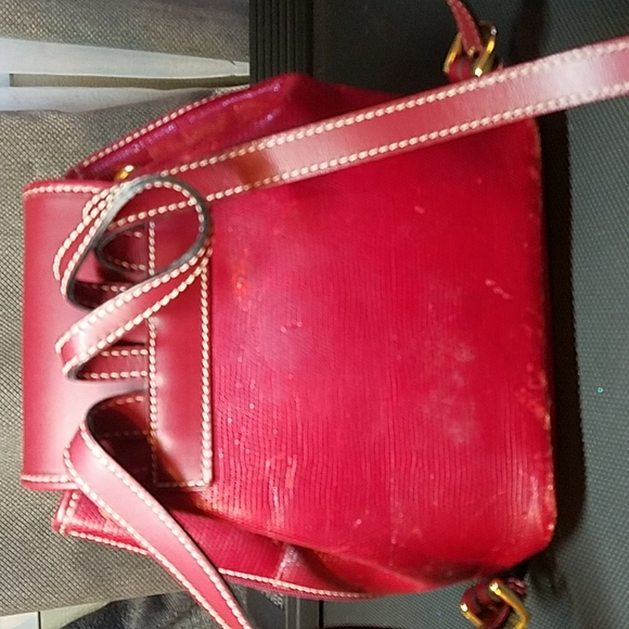 LANCEL PARIS Made in FRANCE Red Leather Backpack Vintage Distressed Zipper - Picture 15 of 16